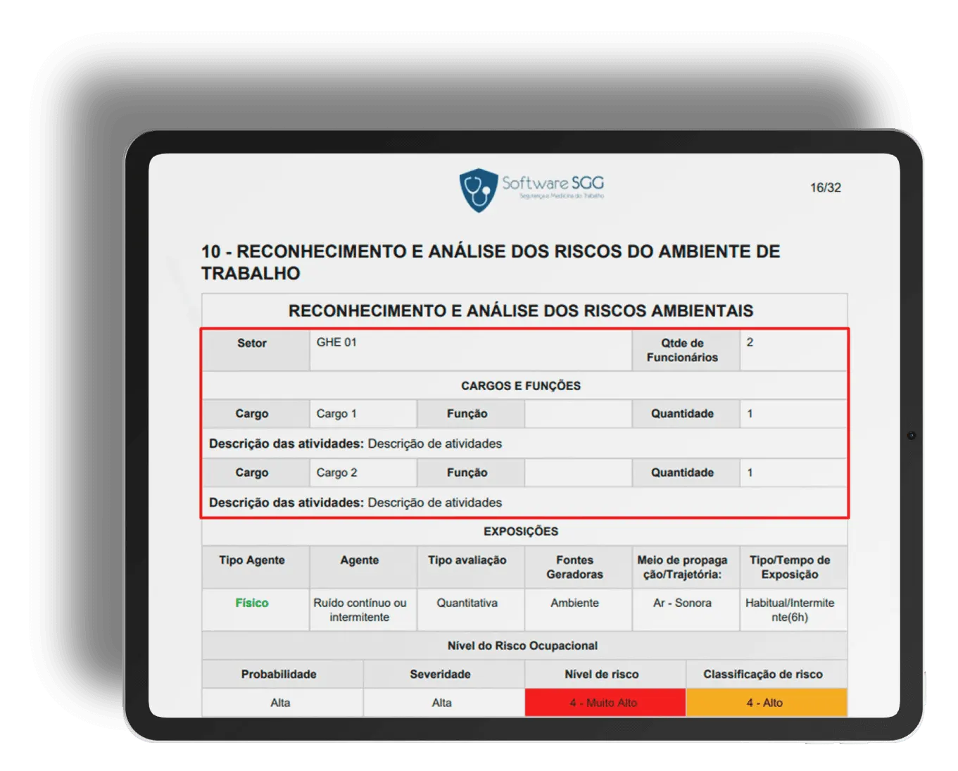 Avaliação de Riscos por GHE - Sistema SGG