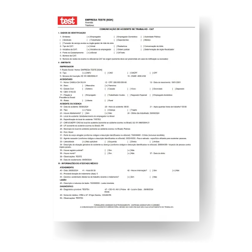 Formulário CAT no SGG