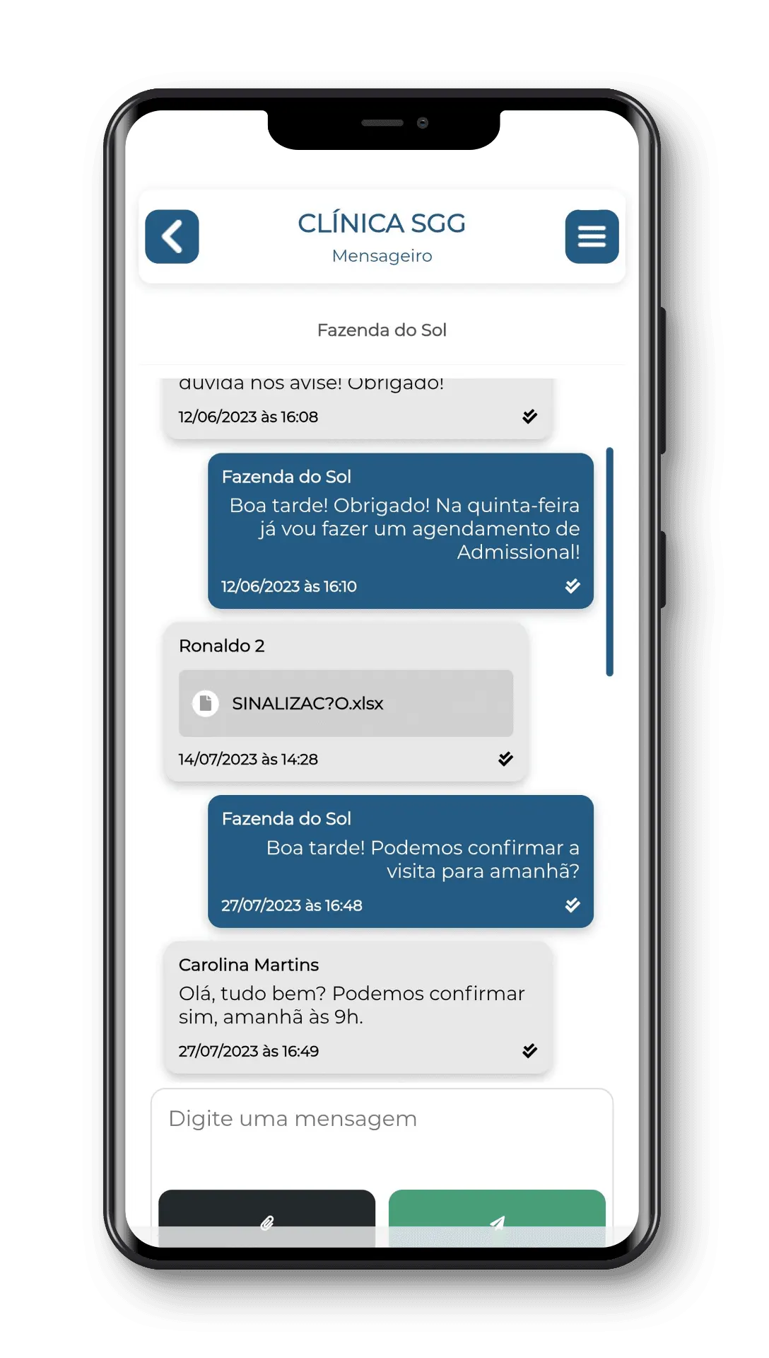 Interface do Portal do Cliente SGG - Mensageiro