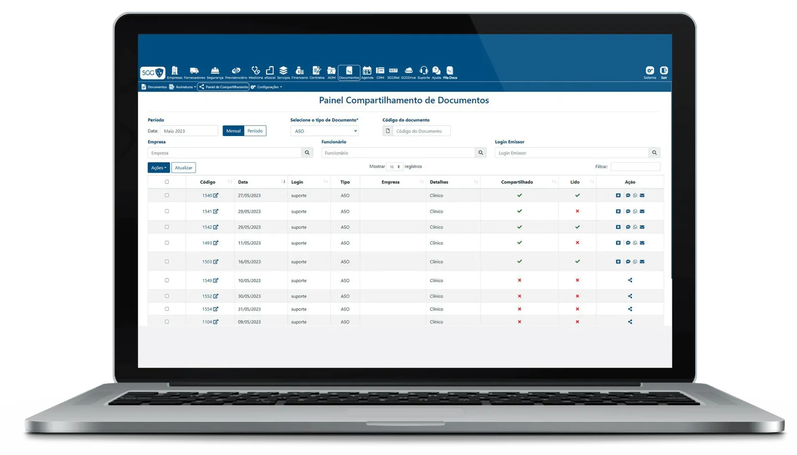 Painel de Compartilhamento de Documentos SGG