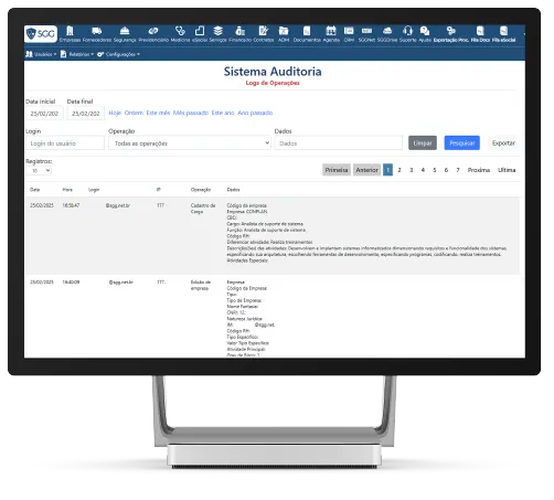Sistema de Auditoria - Interface de monitoramento e controle